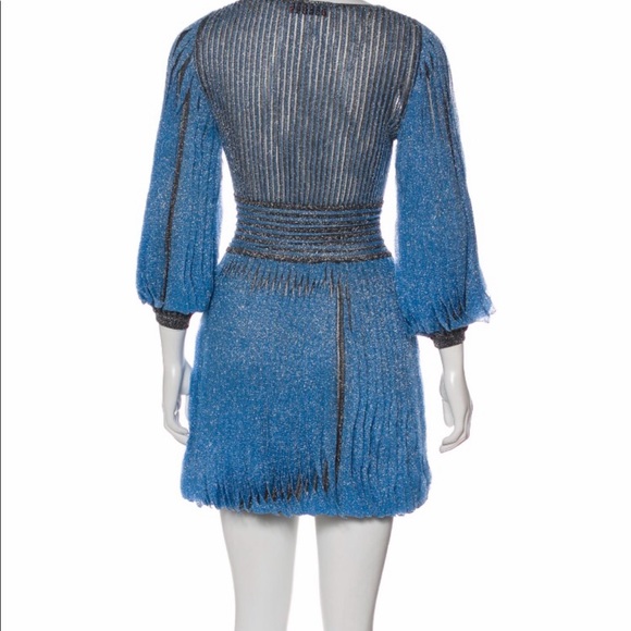Missoni Blue Grey Shimmer Pleated Mini Dress Sz S - Picture 7 of 8